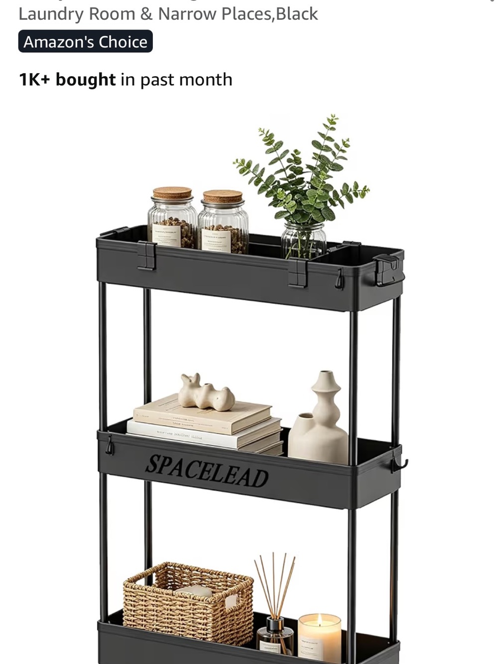Amazon Black 3-Tier Metal Storage Shelf Organizer
